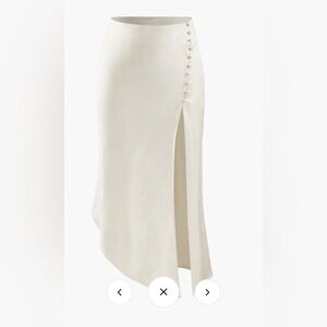 Micas - Satin Asymmetrical Cream skirt with buttons. New with tags. XS